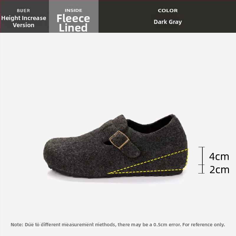 Ženské zimné topánky v štýle Birkenstock, vrchnok z vlneného materiálu, skrytý 6–8 cm podpätok, vnútorná výstelka z umelej krátkej plyše, gumová podrážka