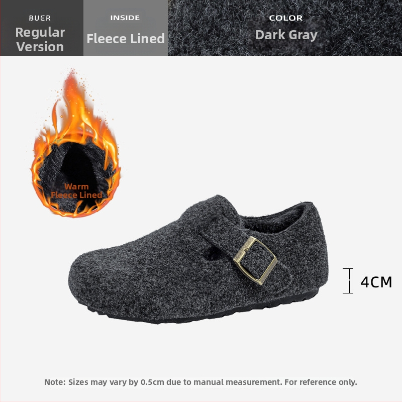 Ženské zimné topánky v štýle Birkenstock, vrchnok z vlneného materiálu, skrytý 6–8 cm podpätok, vnútorná výstelka z umelej krátkej plyše, gumová podrážka