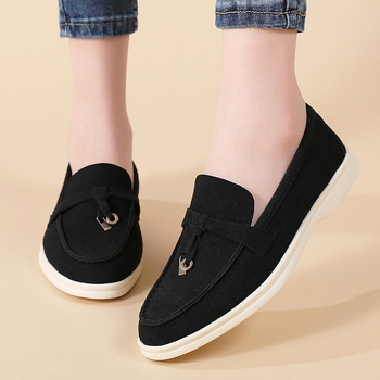 Ženske loafers s okruglim nosom, gornji materijal: super fiber, ulošak PU, potplat TPR, niski potpetice 1–3 cm