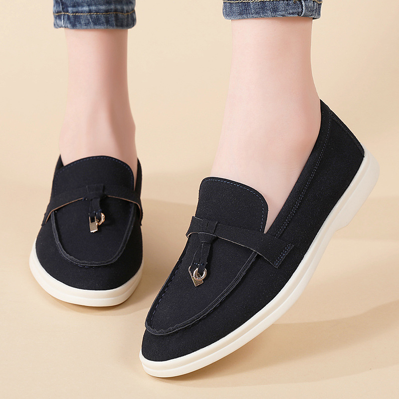 Ženske loafers s okruglim nosom, gornji materijal: super fiber, ulošak PU, potplat TPR, niski potpetice 1–3 cm