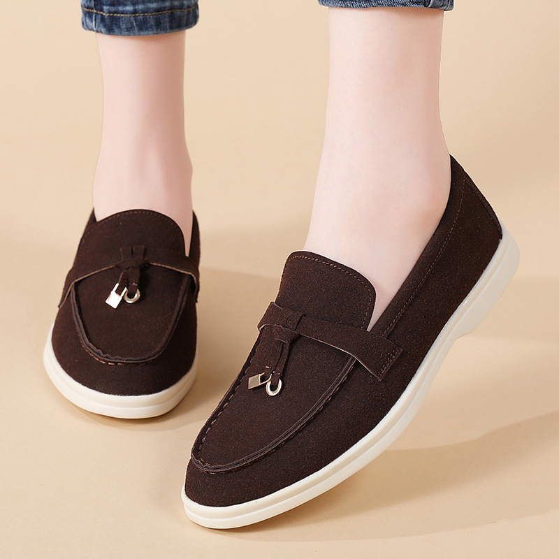 Ženske loafers s okruglim nosom, gornji materijal: super fiber, ulošak PU, potplat TPR, niski potpetice 1–3 cm