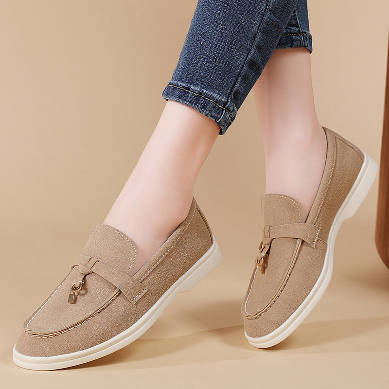 Ženske loafers s okruglim nosom, gornji materijal: super fiber, ulošak PU, potplat TPR, niski potpetice 1–3 cm