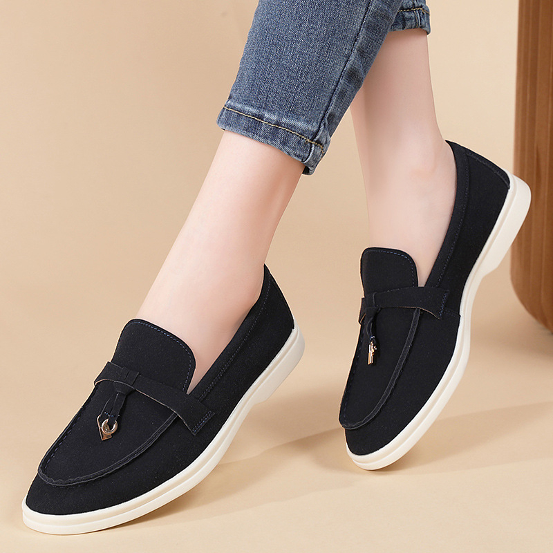 Ženske loafers s okruglim nosom, gornji materijal: super fiber, ulošak PU, potplat TPR, niski potpetice 1–3 cm