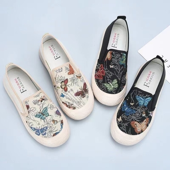 Dámske rybárske topánky z plátna, denný štýl, slip-on, nízka päta 1–3 cm, PVC podrážka