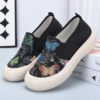 Dámske rybárske topánky z plátna, denný štýl, slip-on, nízka päta 1–3 cm, PVC podrážka