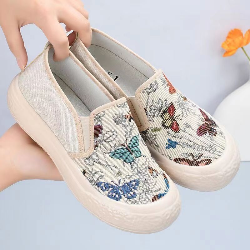 Dámske rybárske topánky z plátna, denný štýl, slip-on, nízka päta 1–3 cm, PVC podrážka