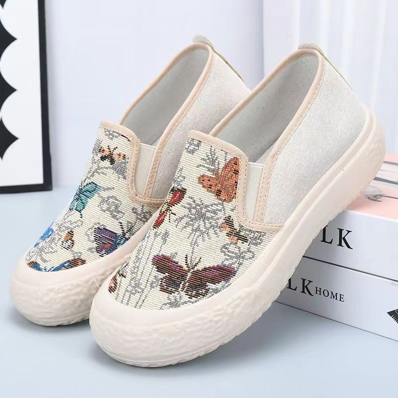 Dámske rybárske topánky z plátna, denný štýl, slip-on, nízka päta 1–3 cm, PVC podrážka