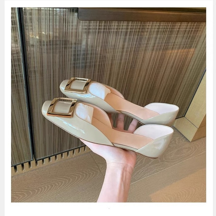 Dámske ploché topánky so štvorcovým nosom, vrchnok z hovädzej kože, nízky podpätok, stielka z prírodnej kože, slip-on štýl