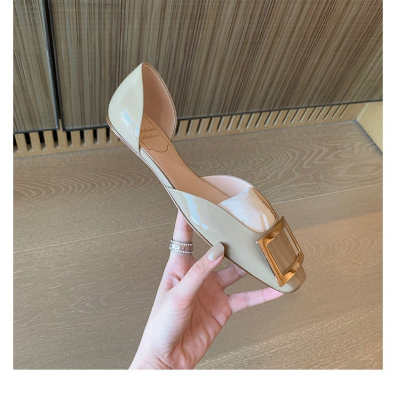 Dámske ploché topánky so štvorcovým nosom, vrchnok z hovädzej kože, nízky podpätok, stielka z prírodnej kože, slip-on štýl