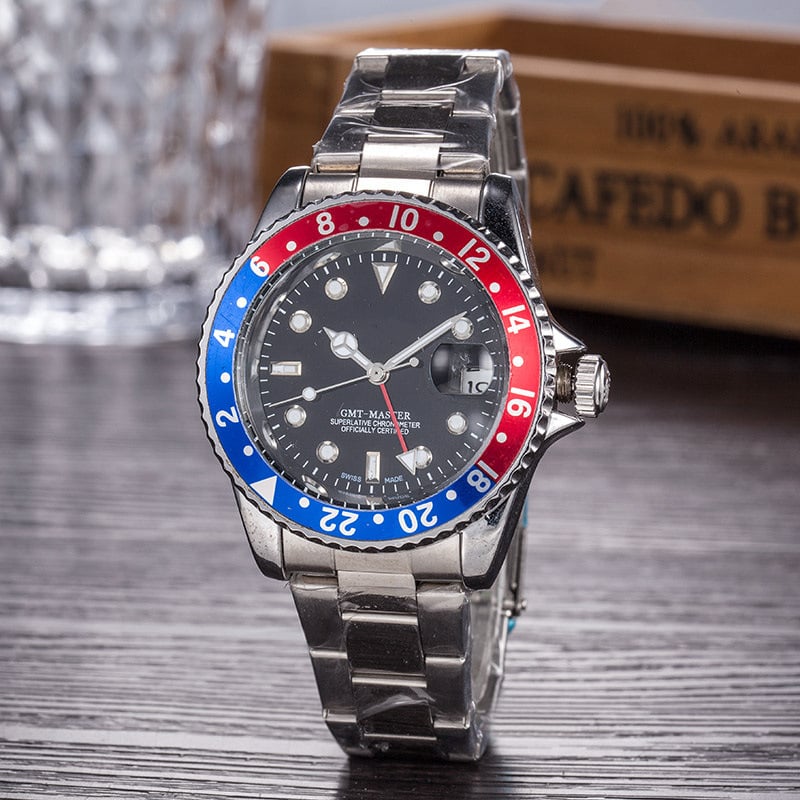 Muški mehanički poslovni sat s nehrđajućim čeličnim kaišem, promjer brojčanika 37 mm, safirno staklo, kalendar i 24-satni indikator, spiralna krona, dvostruko leptir zatvarač
