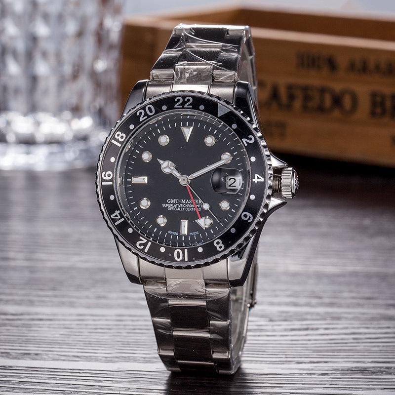 Muški mehanički poslovni sat s nehrđajućim čeličnim kaišem, promjer brojčanika 37 mm, safirno staklo, kalendar i 24-satni indikator, spiralna krona, dvostruko leptir zatvarač