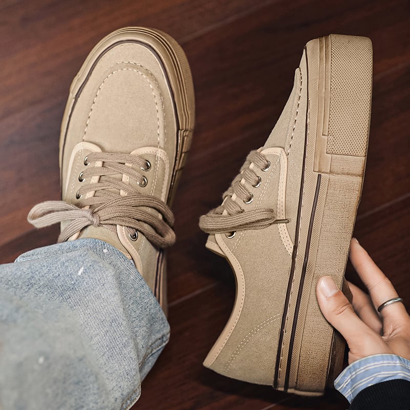 Adidași din canvas pentru bărbați, profil redus, talpă vulcanizată, închidere cu șireturi, căptușire interioară EVA