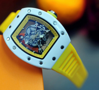 Ceas unisex cu cap de tigru, carcasă ceramică, mișcare quartz, curea PU