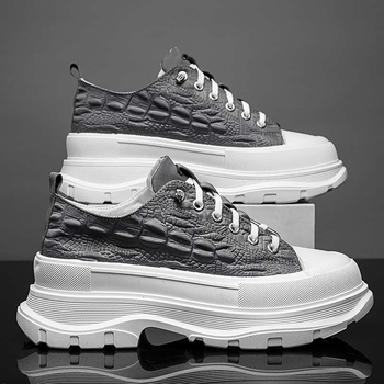 Pantofi sport din canvas pentru bărbați, slip-on, talpă groasă pentru înălțare, căptușeală din plasă respirabilă, închidere cu bandă elastică