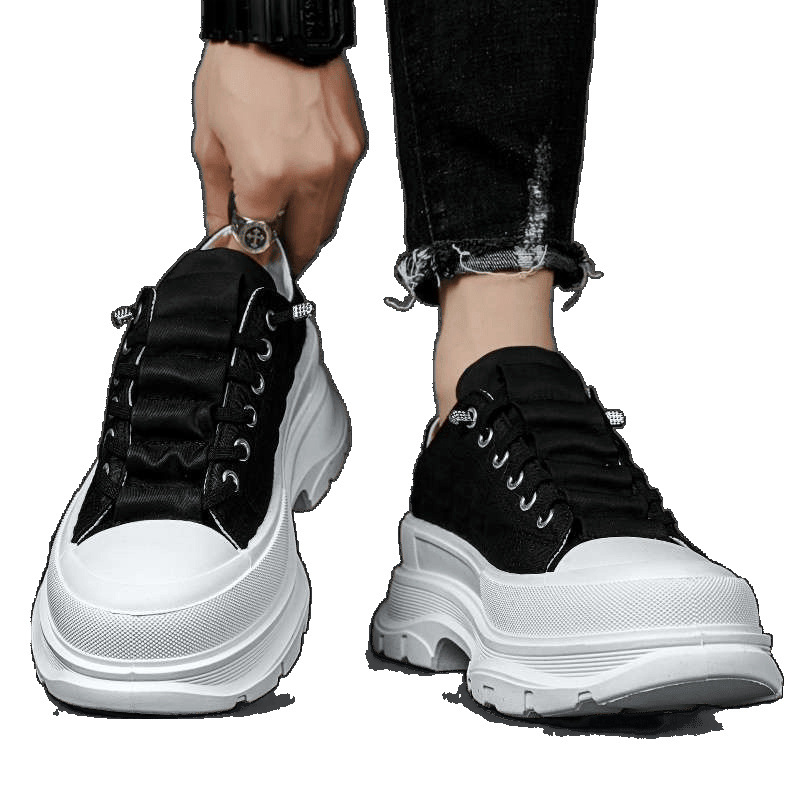 Pantofi sport din canvas pentru bărbați, slip-on, talpă groasă pentru înălțare, căptușeală din plasă respirabilă, închidere cu bandă elastică