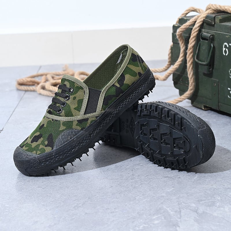 Pantofi Slip-On din pânză, cu talpă din cauciuc – model camuflaj, respirabili, anti-derapare, rezistenți la uzură