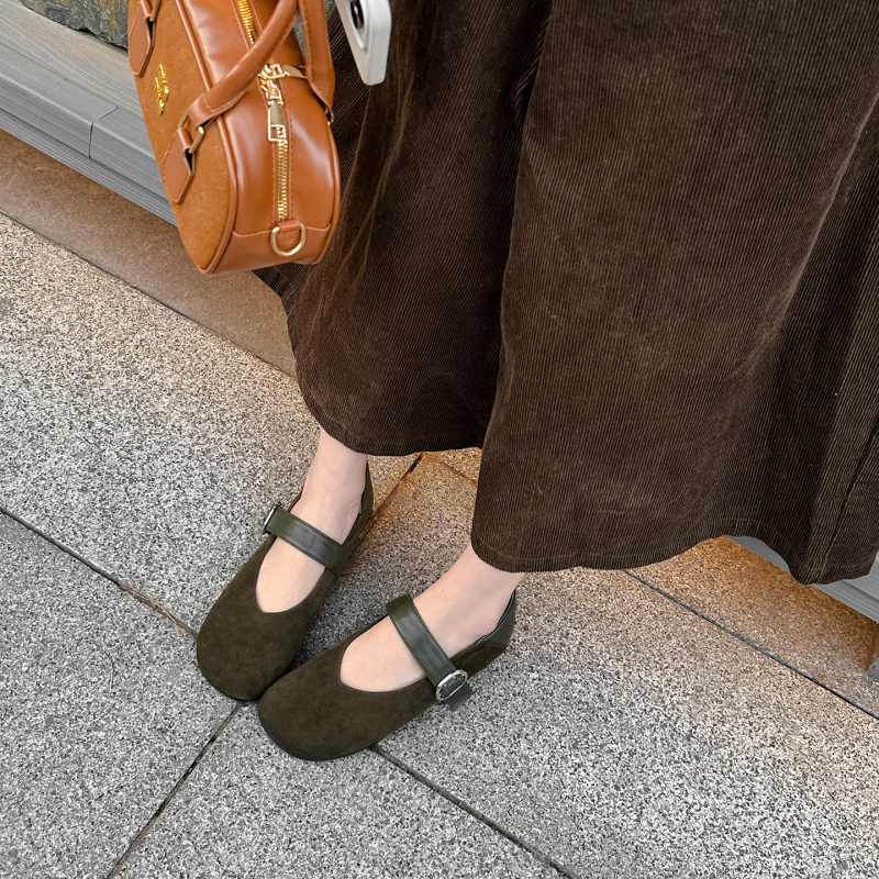 Leopard mintás Mary Jane lapos talpú cipő csattal — kerek orr, felsőrész: Super Fiber, alacsony sarkú