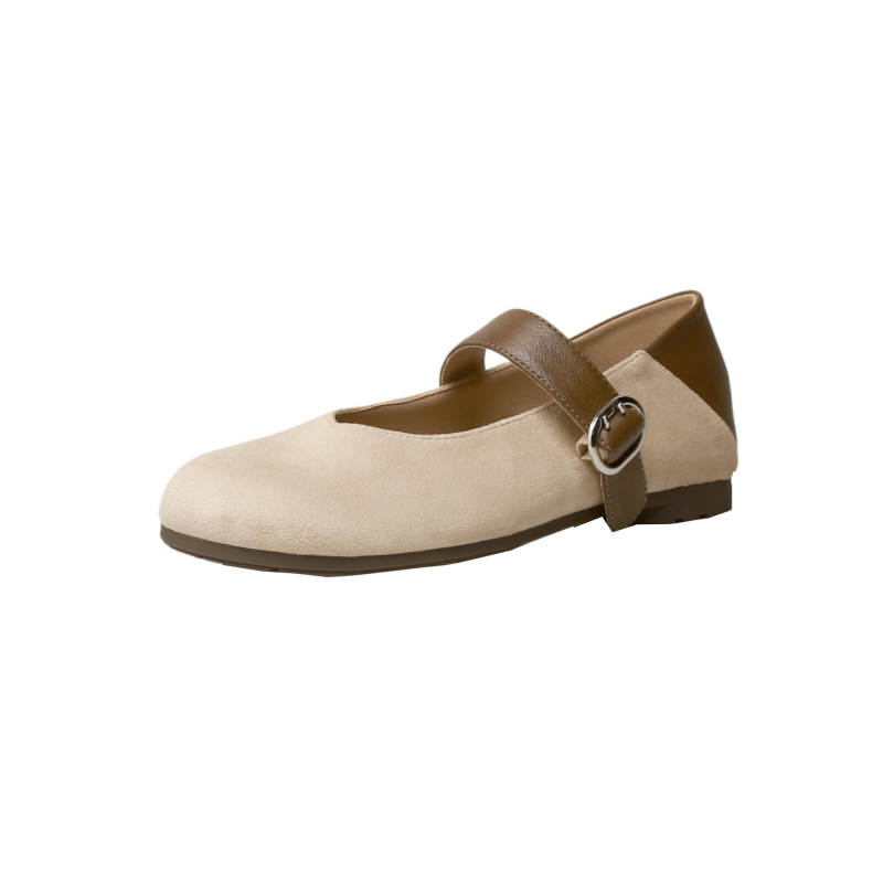 Leopard mintás Mary Jane lapos talpú cipő csattal — kerek orr, felsőrész: Super Fiber, alacsony sarkú