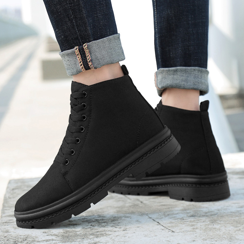 Vīriešu skateboard čības, kanvas augšdaļa, pildīta iekšpusē, iekšējais augstuma palielinājums 8 cm, gumijas zole