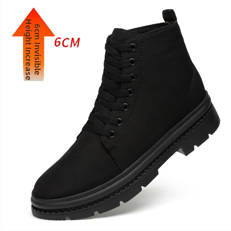 Vīriešu skateboard čības, kanvas augšdaļa, pildīta iekšpusē, iekšējais augstuma palielinājums 8 cm, gumijas zole