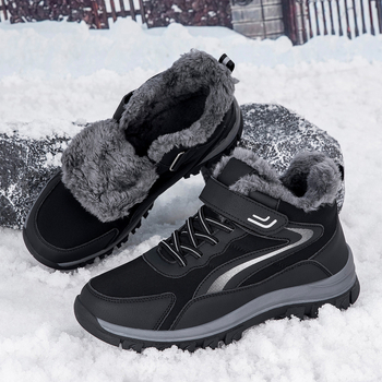 Unisex ziemas sniega zābaki ar Velcro aizdari, ūdensnecaurlaidīgi, pretslīdēšanai, silti, ar biezinātu iekšējo siltinājumu