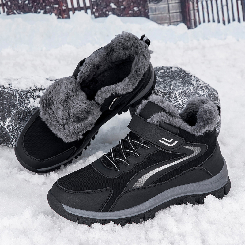 Unisex ziemas sniega zābaki ar Velcro aizdari, ūdensnecaurlaidīgi, pretslīdēšanai, silti, ar biezinātu iekšējo siltinājumu