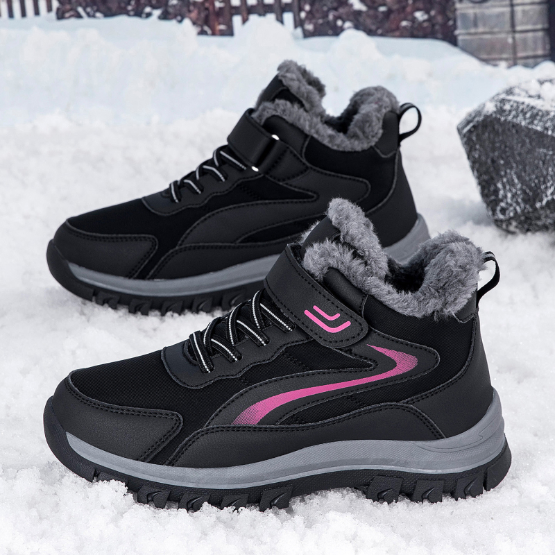 Unisex ziemas sniega zābaki ar Velcro aizdari, ūdensnecaurlaidīgi, pretslīdēšanai, silti, ar biezinātu iekšējo siltinājumu