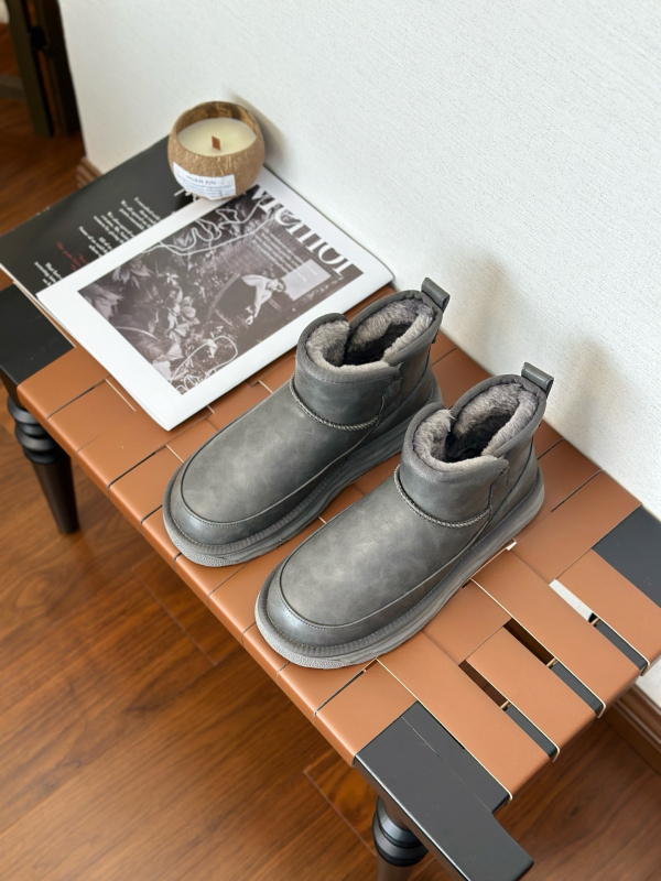 Vīriešu ziemas zābaki sniegam ar bieza vilnas odai, viegli un silti, augsts tops, elastīgs slip-on, pretslīdējoša zole