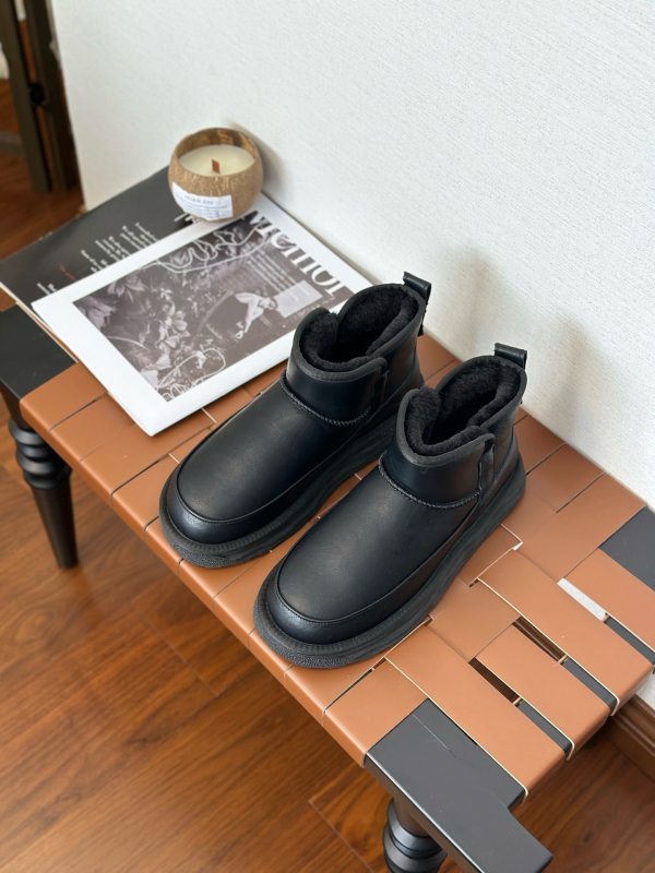 Vīriešu ziemas zābaki sniegam ar bieza vilnas odai, viegli un silti, augsts tops, elastīgs slip-on, pretslīdējoša zole