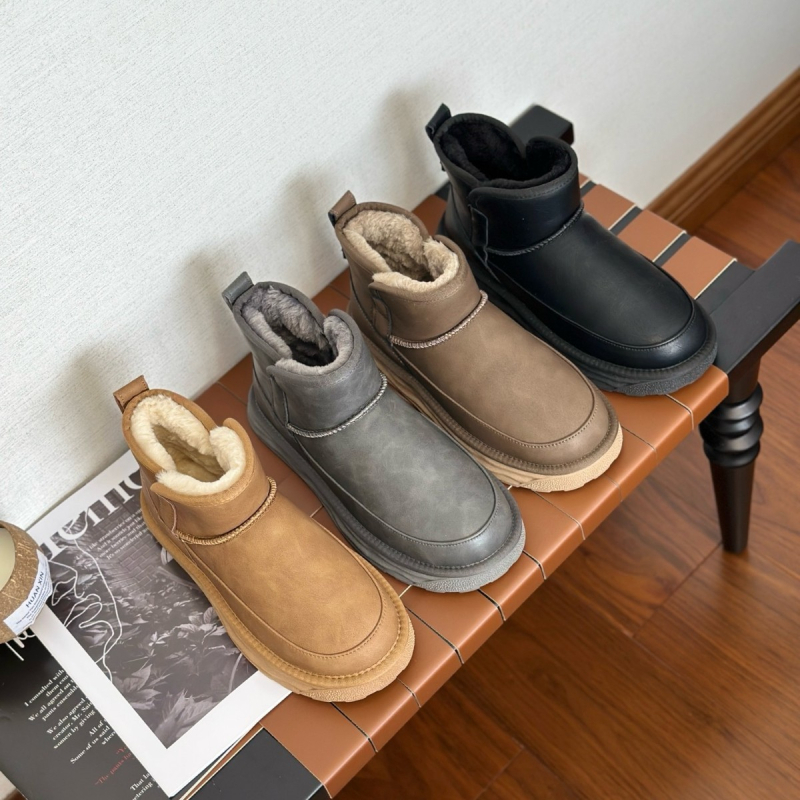 Vīriešu ziemas zābaki sniegam ar bieza vilnas odai, viegli un silti, augsts tops, elastīgs slip-on, pretslīdējoša zole