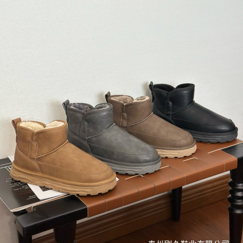 Vīriešu ziemas zābaki sniegam ar bieza vilnas odai, viegli un silti, augsts tops, elastīgs slip-on, pretslīdējoša zole