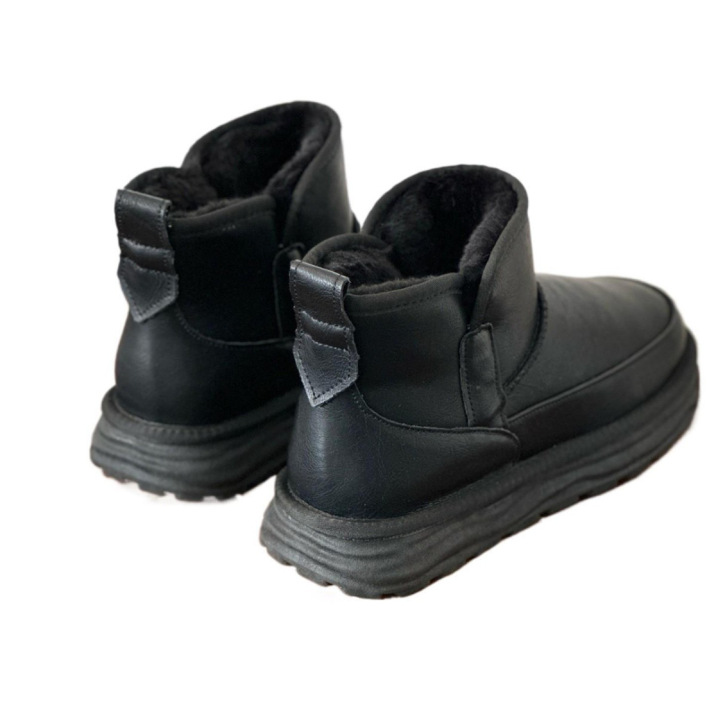 Vīriešu ziemas zābaki sniegam ar bieza vilnas odai, viegli un silti, augsts tops, elastīgs slip-on, pretslīdējoša zole