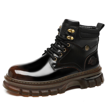 Martin Boots - Muške visoke čizme od mikrovlaknastog kože, unutarnji dio s umjetnim krznom, PVC potplat, niski potpetica 1-3 cm
