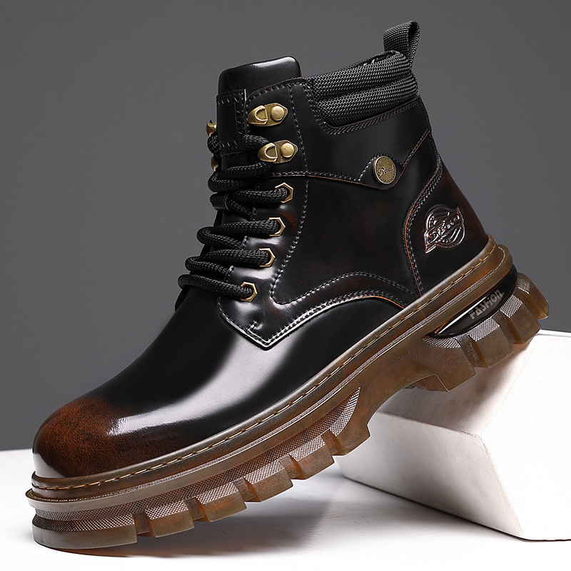 Martin Boots - Muške visoke čizme od mikrovlaknastog kože, unutarnji dio s umjetnim krznom, PVC potplat, niski potpetica 1-3 cm