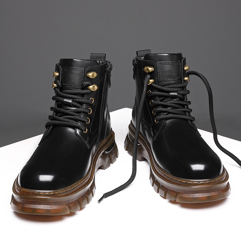 Martin Boots - Muške visoke čizme od mikrovlaknastog kože, unutarnji dio s umjetnim krznom, PVC potplat, niski potpetica 1-3 cm