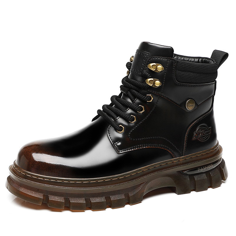 Martin Boots - Muške visoke čizme od mikrovlaknastog kože, unutarnji dio s umjetnim krznom, PVC potplat, niski potpetica 1-3 cm