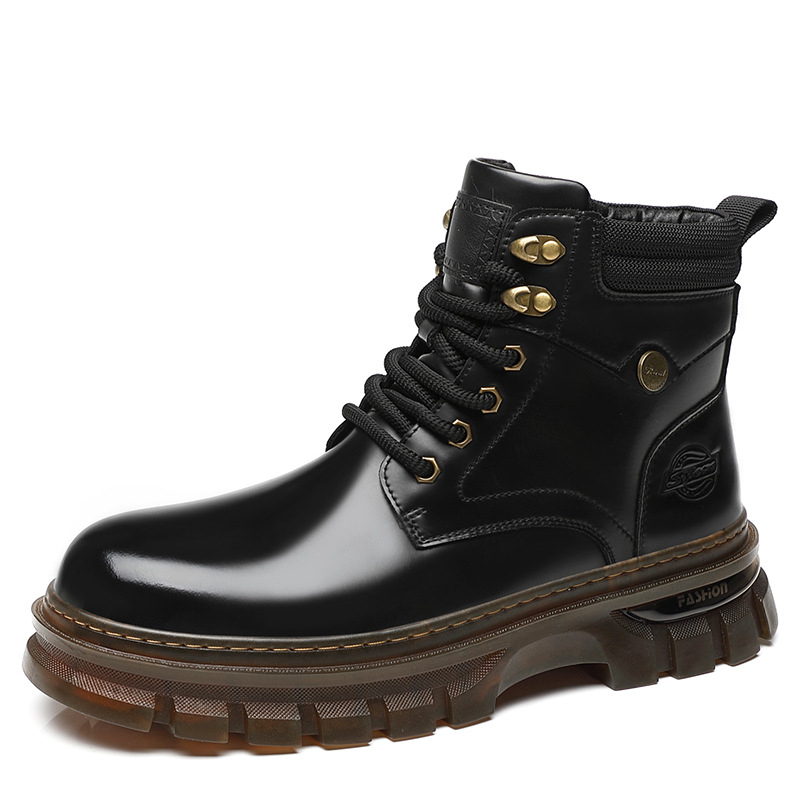 Martin Boots - Muške visoke čizme od mikrovlaknastog kože, unutarnji dio s umjetnim krznom, PVC potplat, niski potpetica 1-3 cm