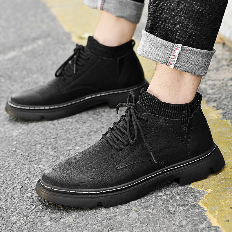 Martin saapad meestele, 4,5 cm tõstmine, keskmise kõrgusega, kahekihilise veisnahaga ülemine, kummist tald