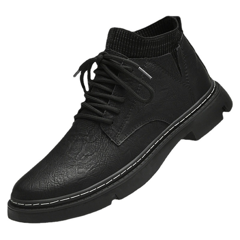 Martin saapad meestele, 4,5 cm tõstmine, keskmise kõrgusega, kahekihilise veisnahaga ülemine, kummist tald