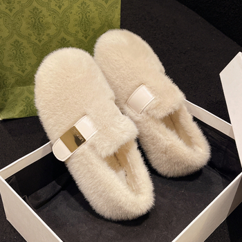 Női Mary Jane cipő szőrmés béléssel, PU felsőrésszel, műszőrös belsővel, gumitalppal, kerek orr, középmagas szár, 2025 őszi-téli kiadás