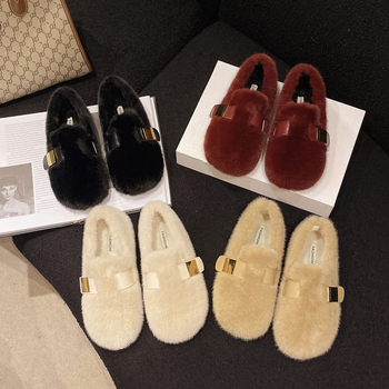 Női Mary Jane cipő szőrmés béléssel, PU felsőrésszel, műszőrös belsővel, gumitalppal, kerek orr, középmagas szár, 2025 őszi-téli kiadás