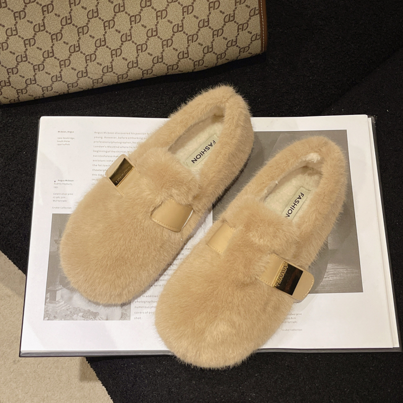 Női Mary Jane cipő szőrmés béléssel, PU felsőrésszel, műszőrös belsővel, gumitalppal, kerek orr, középmagas szár, 2025 őszi-téli kiadás