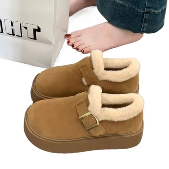 Loafers dama cu talpă groasă, suprafață velur, căptușeală plușată, talpă din cauciuc, închidere slip-on