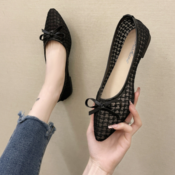 Ženski plosnati loafer s platnom gornjim dijelom, prozračna unutrašnjost, gumena potplat, slip-on