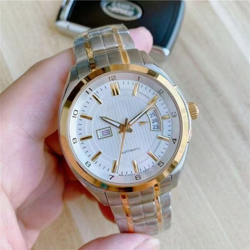 Muški automatski mehanički sat s luminescentskim cifrom, japanski Miyota mehanizam, vodootpornost do 50 m, safir kristal, kućište od nehrđajućeg čelika i kaiš, dvostruki kalendar (dan/datum)