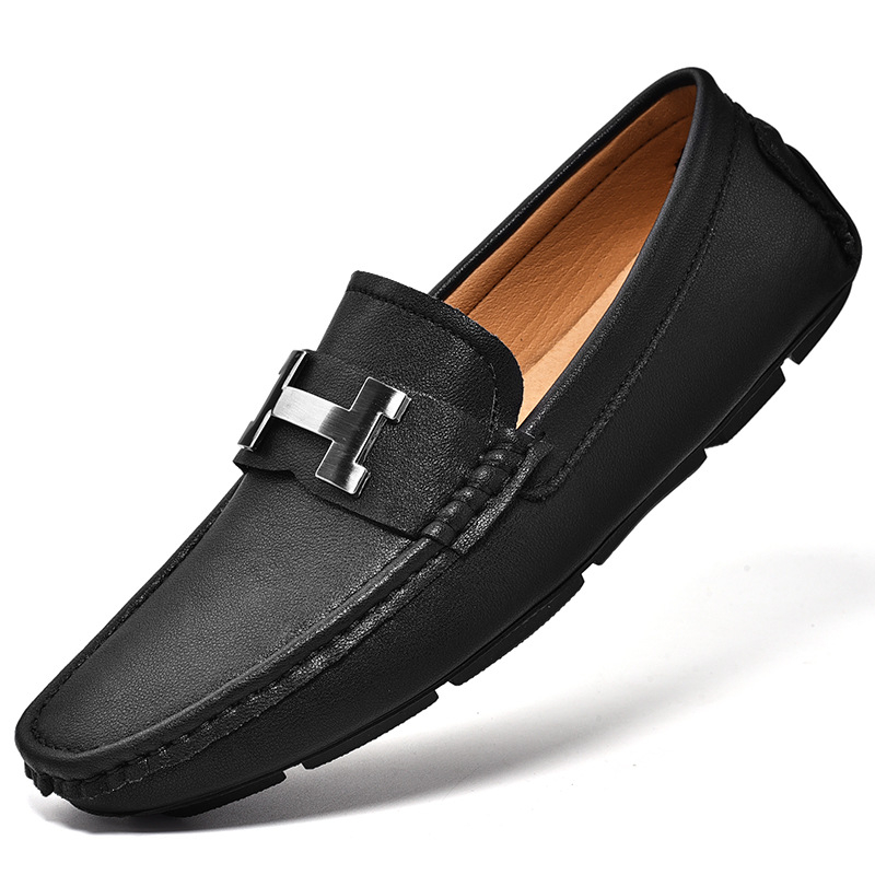 Sundata Ανδρικά Δερμάτινα Driving Loafers - Άνω από Δέρμα Πρώτης Τάξης, Σόλα Καουτσούκ, Εσωτερική Πέλμα PU, Επένδυση από Δέρμα Γουρουνιού, Κυκλική Μύτη