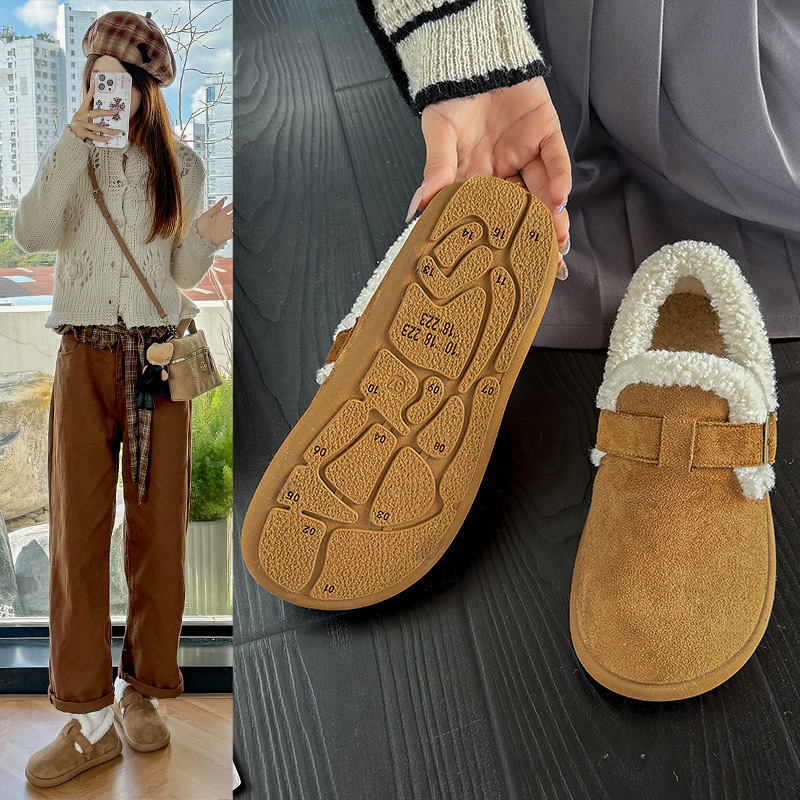 Ženske zimske slip-on cipele od nubuka s flek podstavom, niski gornji dio, niski potpetica 1–3 cm