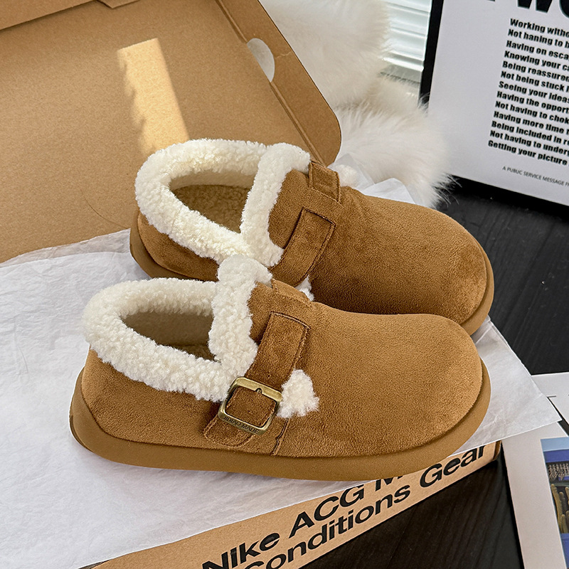 Ženske zimske slip-on cipele od nubuka s flek podstavom, niski gornji dio, niski potpetica 1–3 cm