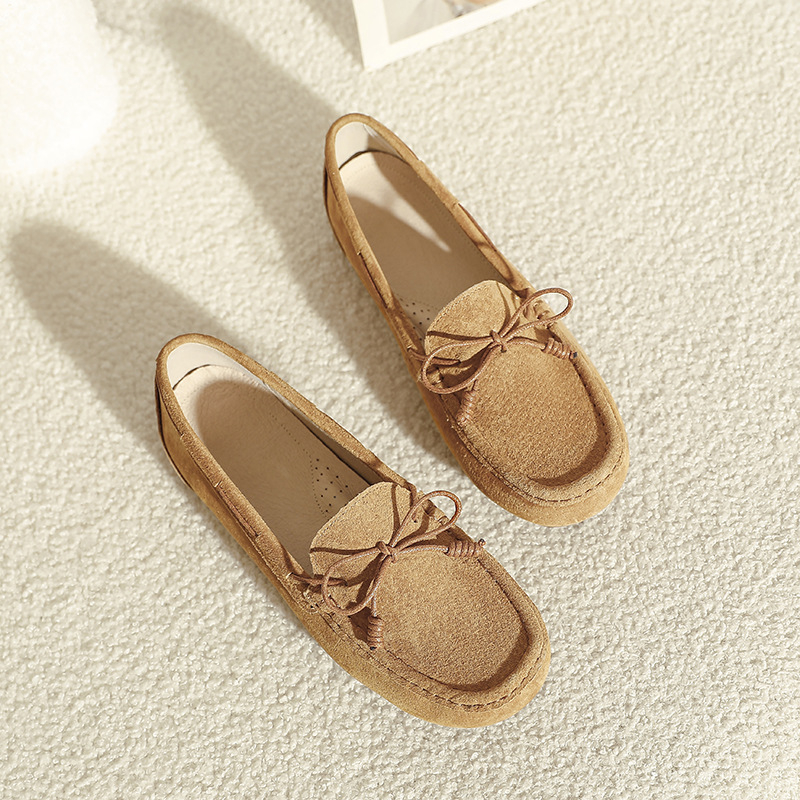 Női Bean Shoes, valódi disznó bőrből készült felsőrész, légáteresztő bélés, gumírozott csúszásmentes talp, slip-on, alacsony sarok 1–3 cm