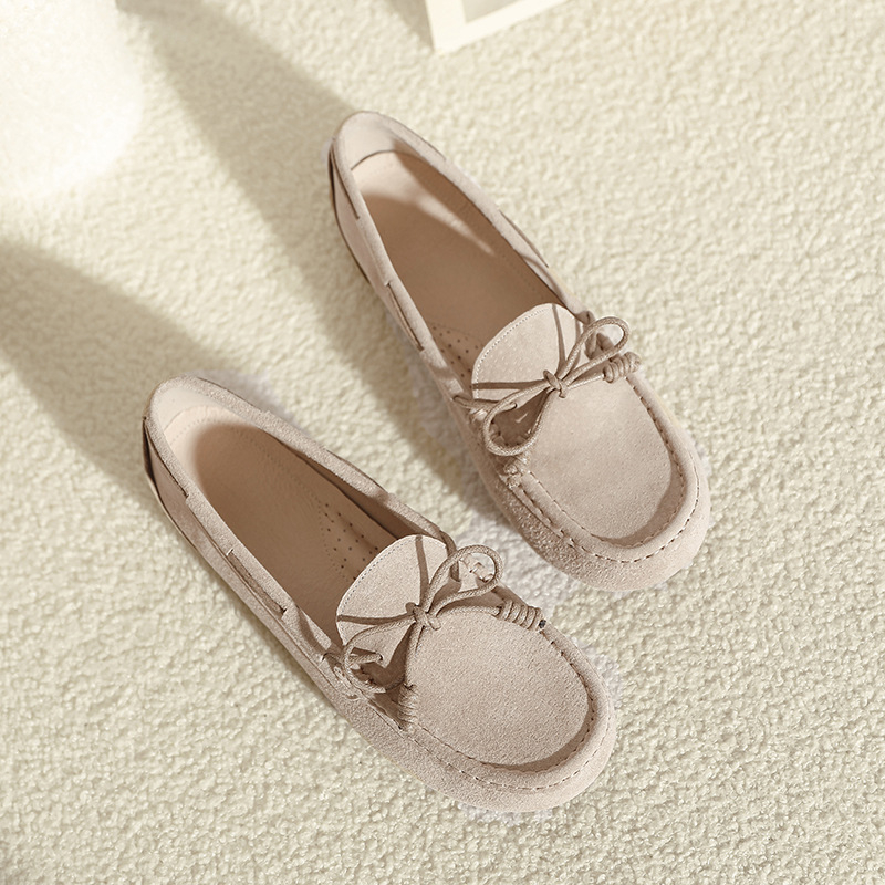 Női Bean Shoes, valódi disznó bőrből készült felsőrész, légáteresztő bélés, gumírozott csúszásmentes talp, slip-on, alacsony sarok 1–3 cm